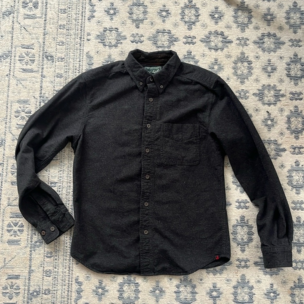 S Woolrich Flannel Oxford Cotton Button Down - Charcoal/Black